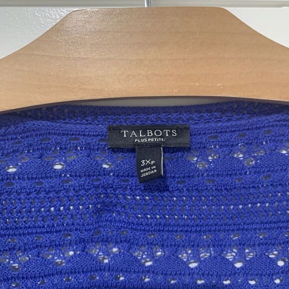 Talbots | Cardigan 3/4 Sleeves Open Front Blue Purple Plus- Size 3x Petite - Picture 4 of 7